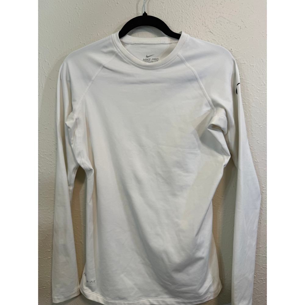 Nike Pro Combat Therma-FIT Mens White Long Sleeve Base Layer Shirt Medium